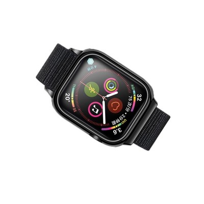 Curea Apple Watch Usams Nylon Cu Cadru Compatibila Cu Apple Watch 4 / 5 / 6 / Se (40mm), Negru